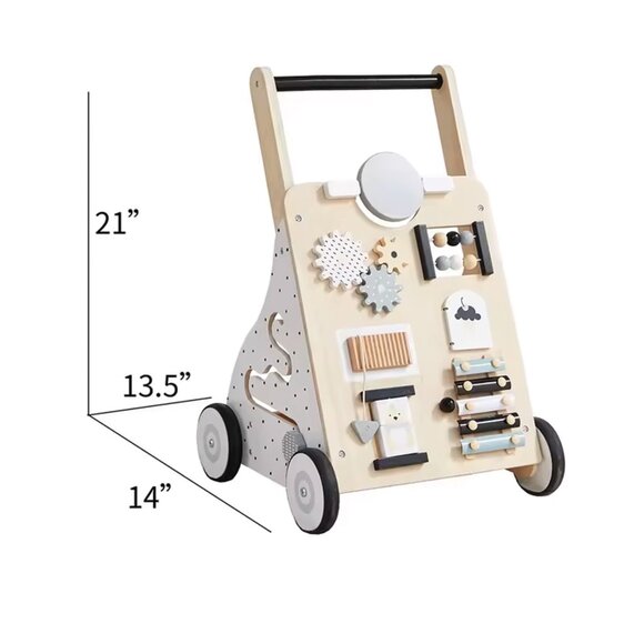 Wooden Activity Walker | Wooden Baby Walker | Toddler Walker - Picture 2 of 4